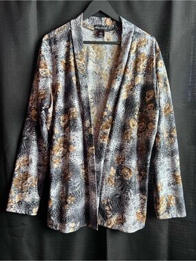 Made in Heaven 1X Floral Animal Print Open Front Blazer Cardigan Plus Size